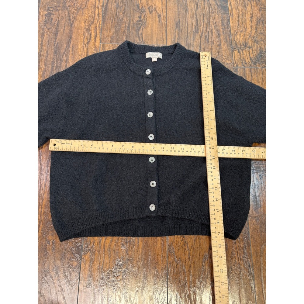 J. Crew Cardigan Sweater Medium Black Button Front Alpaca Wool Knit Sweater - Picture 7 of 11